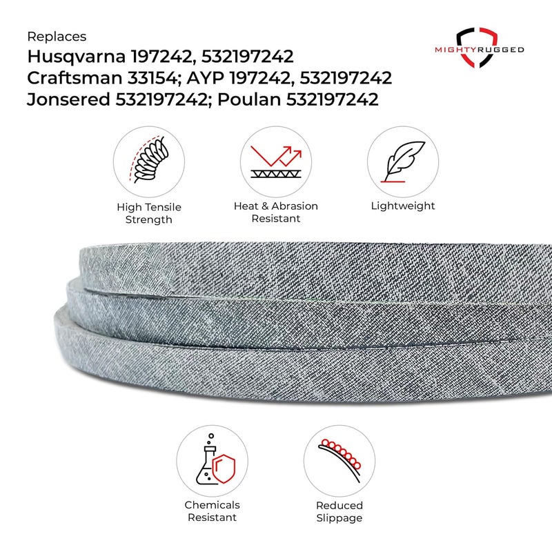 MightyRugged 532197242, 532 19 72-42, 197242 Replacement for Husqvarna 48 inch Deck Belt, Length 139.5", Heavy-Duty, Durable, Aramid Cord Replacement for Husqvarna 593773401 YTH24V48 Deck Belt, YTH2348 YTH24K48 - Image 4
